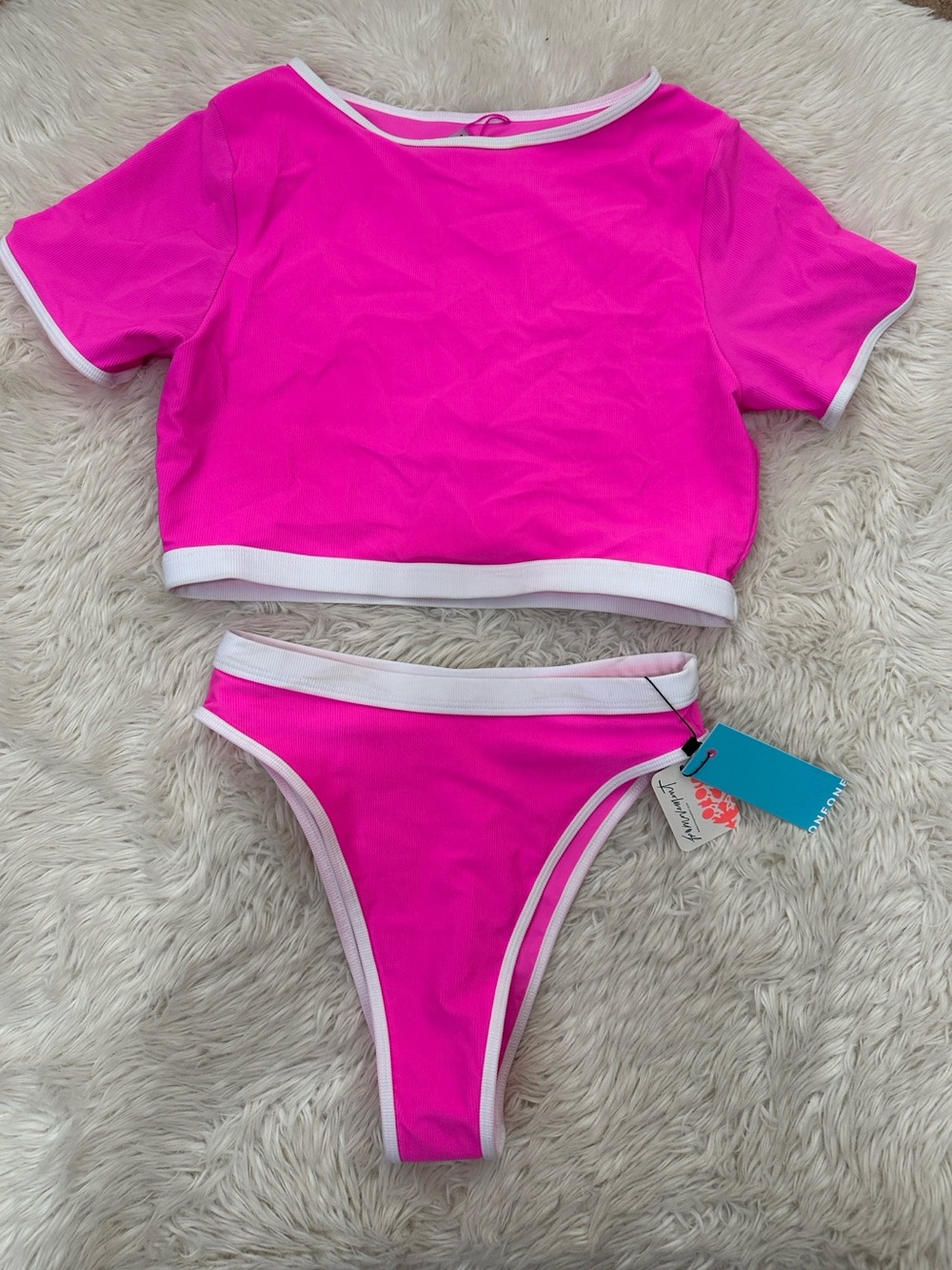 One One matching two piece Bikini Set with White Trim